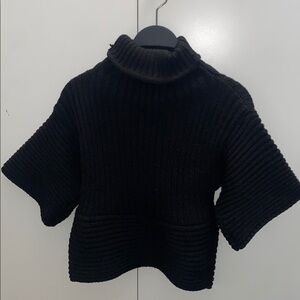Black Ribbed Turtleneck Sweater